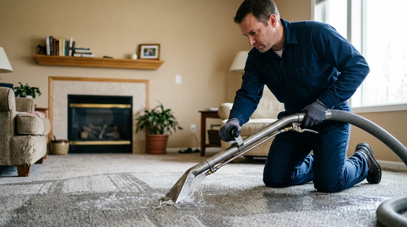 Water damage restoration technician working near Spencer, MA